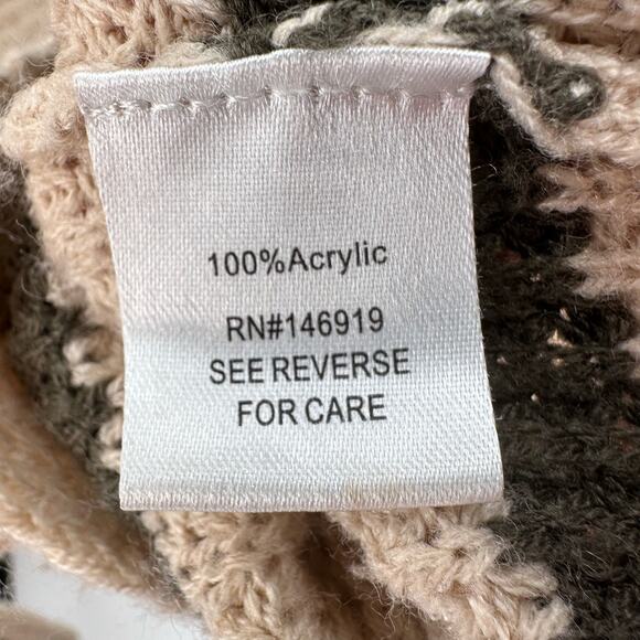 Cloud Chase Knit Sweater Tan/Brown/Green Open Knit V-Neck WMNS M Long Sleeve Top - Picture 5 of 8